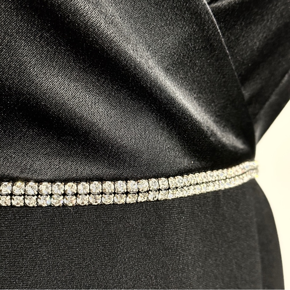 LBD Black Cocktail Dress by Andrea Polizzi for Rex Lester 10 Rhinestones - Picture 4 of 11